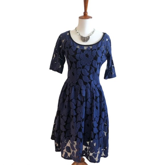 sparrow Dresses & Skirts - Sparrow, Blue Flocked Lace 2 piece Dress Small